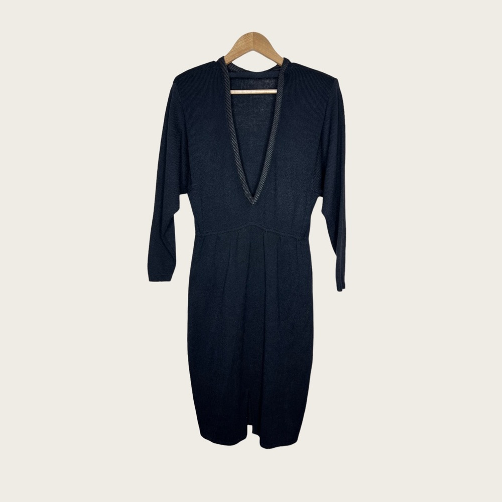 St. John Vintage Long Sleeve Knit Midi Dress Black Size 8 - Picture 2 of 3